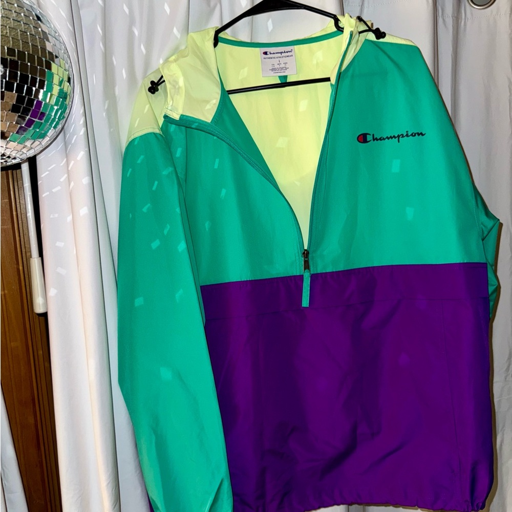 vibrant CHAMPION hooded w/ drawstring windbreaker